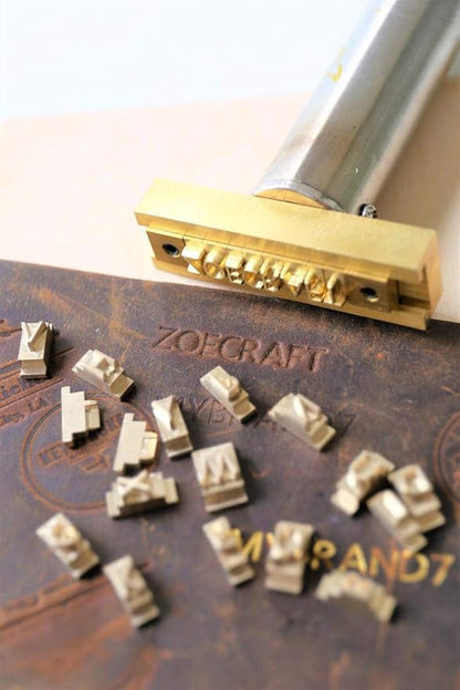 26 Interchangeable Alphabet & Number Mold Set with T-Slot Holder | Custom Brass Engraving Tools for Leather, Wood, Hot Foil Machines | DIY Symbol Dies, Stamping Imprint Templates (Set F)