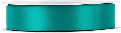 HUIHUANG Teal Blue Ribbon 1 inch x 50 Yards Double-Faced Satin Teal Ribbon for Gift Wrapping, Flower Bouquet, Invitations, Christmas Holiday Decor, Hairs, Bows Making