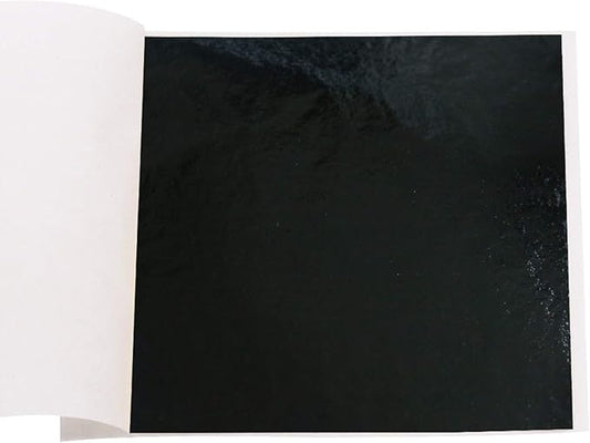 KINNO Imitation Gold Leaf Sheets Black Foil Multipurpose for Home, Wall, Frame, Ceiling, Furniture Decoration, 100 Sheets 3.15 by 3.35 Inches