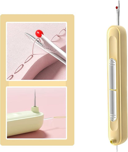 Upgraded 2 in 1 Automatic Needle Threaders Seam Ripper,Quilting Supplies Sewing Kit,Quick Sewing Machine Loop Needle Threaders (1PCS-Yellow)