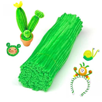 100 Pieces Pipe Cleaners Chenille Stem, Lime Green Color Pipe Cleaners Set for Pipe Cleaners Christmas Halloween DIY Arts Crafts Decorations, Chenille Stems Pipe Cleaners (Green)