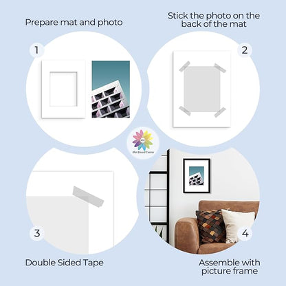 MBC Mat Board Center, 5 Pack 12x16 for 8x10 White Picture Mats Frame Mattes, Bevel Cut, Acid Free, 4-ply Thickness