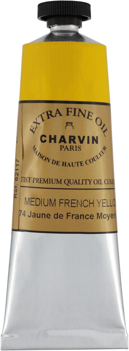 Charvin Extra Fine Oil Paint, French Yellow Medium 60 ml - Triple-Milled, Rich Texture, Poppy Oil-Based, Light-Fast, Handmade, Archival Quality