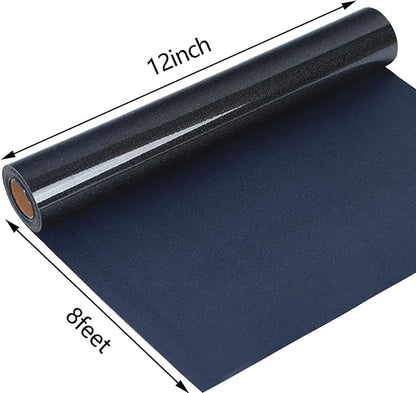 guangyintong Glitter Black Heat Transfer Vinyl HTV Rolls, 12" x 8ft Iron on Vinyl for T Shirts Glitter Black HTV Vinyl for All Cutter Machines Easy to Cut & Weed for Heat Vinyl Design
