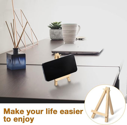 40 Pack 5 Inch Mini Wood Easel Stand Mini Wood Display Easel Wooden Tripod Holder Stand for Painting Portable Canvas Photo Picture Sign Displaying Small Business Cards Artist Phone Wedding