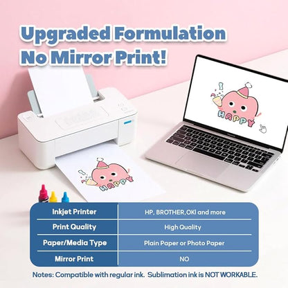 TranSmile PU-Heat Transfer Paper for T Shirts (50 Sheets, 8.5x11'', Light), Iron on Transfers for Light Fabric, Printable Heat Transfer Vinyl for Inkjet Printer