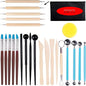 Clay Tools for Pottery Ceramic Sculpting, Yagugu 25Pcs Basic Wood Ceramics Carving Polymer Clay Tool Supplies kit Accessories for Kids, Adults and Artists Modeling Shaping Building for Art&Craft