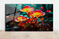SpiritualHands Fantastic Mushrooms Glass Wall Art Oil Painting for Living Room, Tempered Glass Modern Prints Decor, Large Vivid Color Panel for Bedroom, Kitchen, or Office