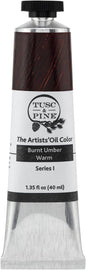 Tusc & Pine Artist Oil Paint - Burnt Umber Warm, 40 ml, Non-Yellowing, Rich & Creamy Consistency, Maximum Pigment Load, Small Batch Milled Oil Paints Made in the USA for Professional Artists