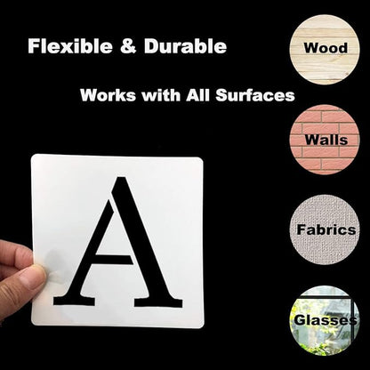 4 Inch Alphabet Letter Stencils for Painting - 70 Pack Letter and Number Stencil Templates with Signs for Painting on Wood, Reusable Letters and Numbers Stencils for Chalkboard Wood Signs & Wall Art