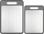Cutting Board Double Sided,2 Pcs Vegetable Board With Sharpening Stone,Large Size+Small Size,Food Grade Stainless steel and Wheat straw PP Material,Eco-Friendly (Gray)