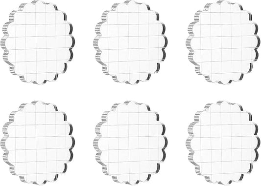 PATIKIL 2.8" Acrylic Stamp Block, 6Pcs Clear Stamping Block with Grid Lines Decorative Mounting Blocks Round for Scrapbooking DIY Crafts Card Making