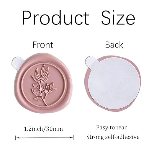 PONATIA 50 Pcs Dusty Rose Wax Seal Stickers - Eucalyptus Leaf, Perfect for Wedding Invitations, Gift Wrapping & More