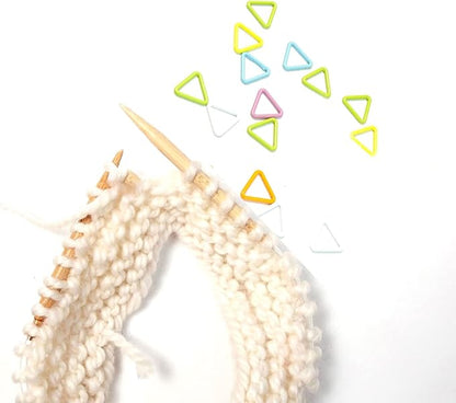 Hilsayum 60PCS Metal Stitch Markers Triangle-Shaped Ring Crochet Markers with Wooden Storage Box Knitting Tool for Sewing Weaving (Multicolored)