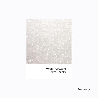 Hemway Polyurethane & Epoxy Resin Glitter 100g / 3.5oz Metallic Crystal Flake Additive for Flooring Jewelry Tumblers Glass Pigment - Extra Chunky (1/24" 0.040" 1mm) - White Iridescent