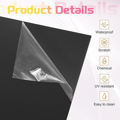 uxcell 4Pcs Acrylic Sheets 12x8 Inch Acrylic Panel 1/8 Inch-3mm Plastic Board for Picture Frames Sign Holders DIY Display Projects Craft, Black