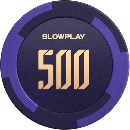 SLOWPLAY Godel Clay Poker Chips, 14 Grams Heavyweight Clay Composite, 40mm Large Chips in Bulk, Pack of 50 with Denomination of 500