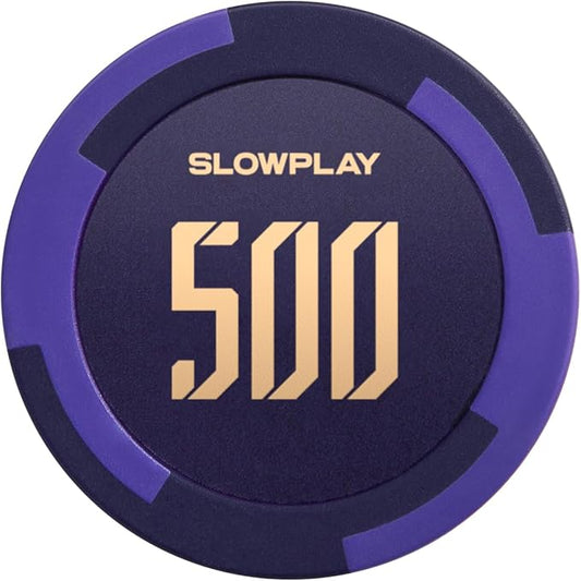 SLOWPLAY Godel Clay Poker Chips, 14 Grams Heavyweight Clay Composite, 40mm Large Chips in Bulk, Pack of 50 with Denomination of 500
