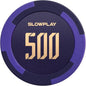 SLOWPLAY Godel Clay Poker Chips, 14 Grams Heavyweight Clay Composite, 40mm Large Chips in Bulk, Pack of 50 with Denomination of 500