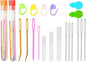 Hekisn 45Pcs Large Eye Blunt Yarn Needles kit, Assorted Sizes Bent Tapestry Darning Needle, Sewing Needles with Needle Threaders & Stitch Markers for Knitting Crochet (Orange&Red)