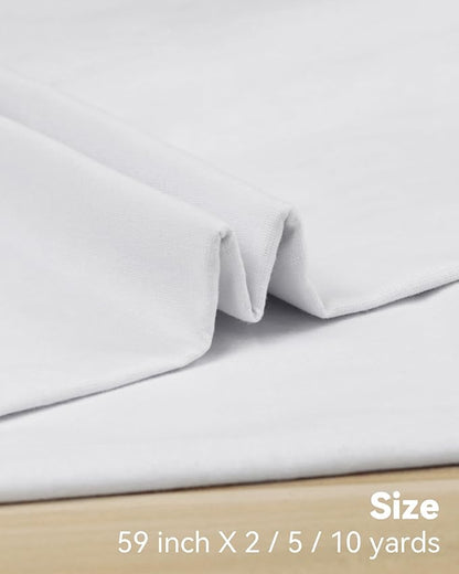 HOTGODEN Light Weight 100% Cotton Muslin Fabric: 59 inch x 2,5,10 Yards Bleached Muslin Linen Fabric Material for Sewing Material Apparel Cloth