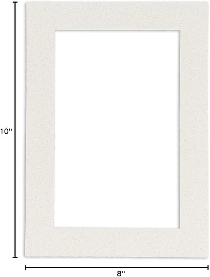 Pack of TEN 8x10 Mats Bevel Cut for 5.5x8.5 Photos - Acid Free Oyster Shell White Precut Matboards For Pictures, Photos, Framing - 4-ply Thickness