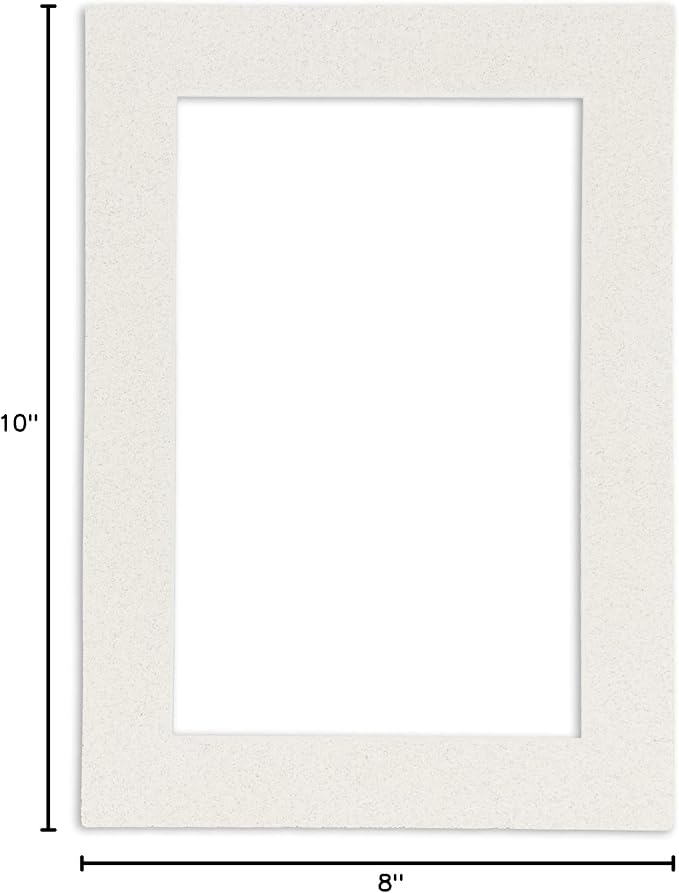 Pack of Ten Acid Free 8x10 Mats Bevel Cut for 5x8 Photos - Oyster Shell White Precut Matboards With Backing Boards and Self Seal Photo Mat Bags For Pictures, Photos, Framing - 4-ply Thickness