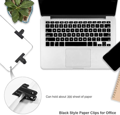 Coideal Large Metal Bull Clips Black - 30 Pcs 3 Inch Long Thick Square Paper Clip Clamps for Art Crafts, Office & Kitchen Bags (77 mm)