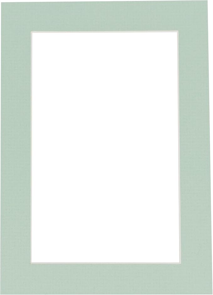 Pack of 25 Acid Free 8x10 Mats Bevel Cut for 5.5x8.5 Photos - Honeydew Green Precut Matboards With Backing Boards and Clear Photo Mat Bags For Pictures, Photos, Framing - 4-ply Thickness