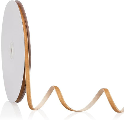 1/4" X 20 Yards Light Khaki Velvet Ribbon for Christmas Tree Wreath Decoration Handmade Crafts Ornaments Gift Wrapping & Bow Making