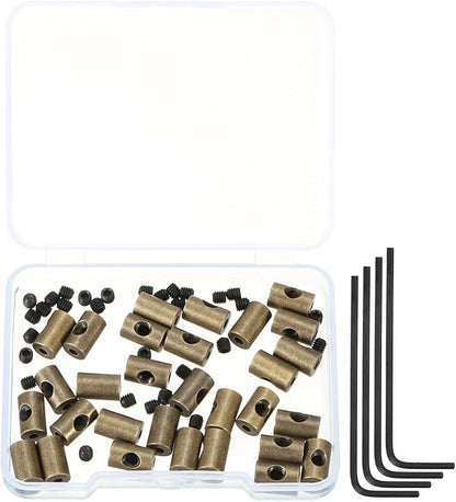 MECCANIXITY 30 Pcs Metal Locking Pin Backs, Locking Pin Keepers Locking Clasp 9mm(H) with 4 Wrench Replacement in Storage Case for Badge, Brooch, Copper Tone