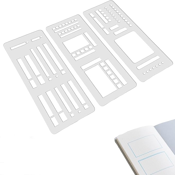 Handmade Flexible Record Template, Reusable Planner Stencils for Journaling, Calendar, Checklists, Scrapbooking & DIY Craft Supplies (B Set)