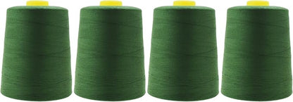 Mandala Crafts 4 Pack of Serger Threads Cones Spools - 20S/2 24000 Yards Polyester Hunter Green Threads for Sergers Machine and Overlock Quilting Sewing Machine