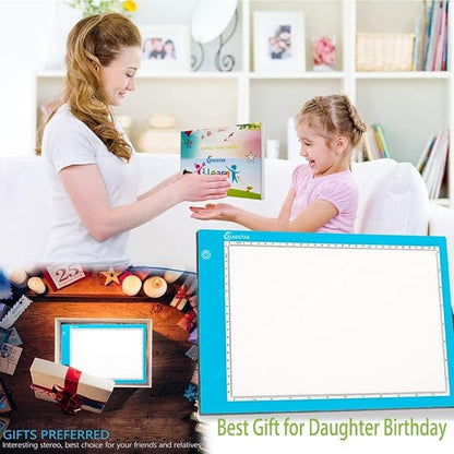 Light Box Drawing Pad, Tracing Board with Type-C Charge Cable and Brightness Adjustable for Artists, AnimationDrawing, Sketching, Animation, X-ray Viewing (A4-Blue)