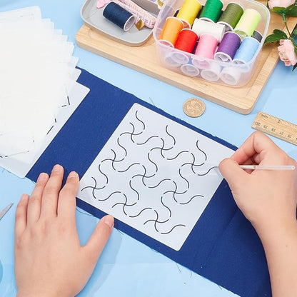 FREEBLOSS 12Pcs Sashiko Stencils Sashiko Embroidery PET Template Drawing Line Template for Hand Quilting Sashiko Patterns Templates Embroidery Stencils 5.5 * 5.5''
