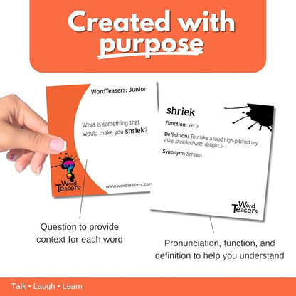 ? WORD TEASERS Junior - Vocabulary Word Game for Kids 8+ - Fun Family Conversation Starters - Reading Games for Elementary & Middle School - 150 Vocabulary Flash Cards/Conversation Cards