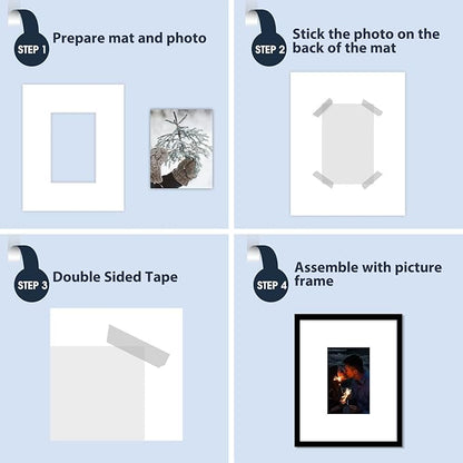 Mat Board Center, Pack of 10, 8x10 for 4x6 White Photo Picture Mats - Acid Free, 4-ply Thickness, White Core - for Pictures, Photos, Framing