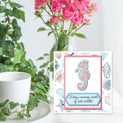 Summer Ocean Sea Turtle Clear Stamps for DIY Craft Turtle Clear Stamps for Card Making Decoration Marine Shell Starfish Animals Seahorse Transparent Silicone Seals Stamp Rubber Stamps Decor