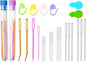 Hekisn 45Pcs Large Eye Blunt Yarn Needles kit, Assorted Sizes Bent Tapestry Darning Needle, Sewing Needles with Needle Threaders & Stitch Markers for Knitting Crochet (Purple&Blue)