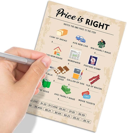 60th Birthday Party Games, Price is Right Games, Birthday Party Supplies for Adults, Fun 1965s Party Game，Pack of 30 Cards