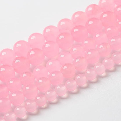 32pcs Natural Light Pink Chalcedony Stone Beads for Jewelry Making - Energy Healing Power Stone - DIY Bracelet Necklace Accessories - 15" (12mm, Light Pink Chalcedony)