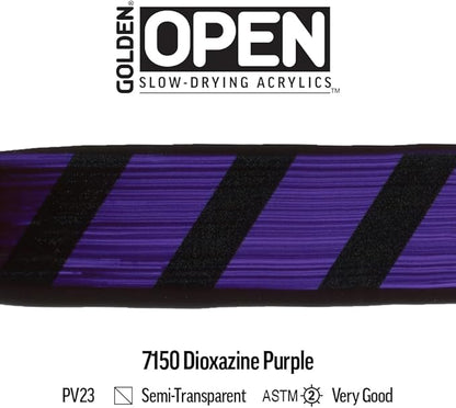 OPEN Slow-Drying Acrylics by GOLDEN, Dioxazine Purple, 5 fl oz. tube, Professional Acrylic Paint, Semi-Transparent