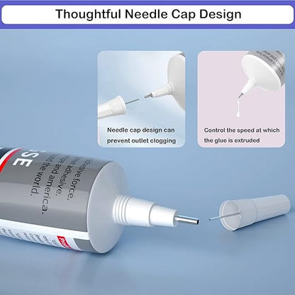 B7000 Adhesive Rhinestones Glue for Crafts, 2PCS 110ml / 3.7 fl oz with 5 Dotting Pen Tool, Wax Pencil and Tweezer, Jewelry Glue for DIY Craft, Makeup, Shoes, Jewelry Making, Nail Art