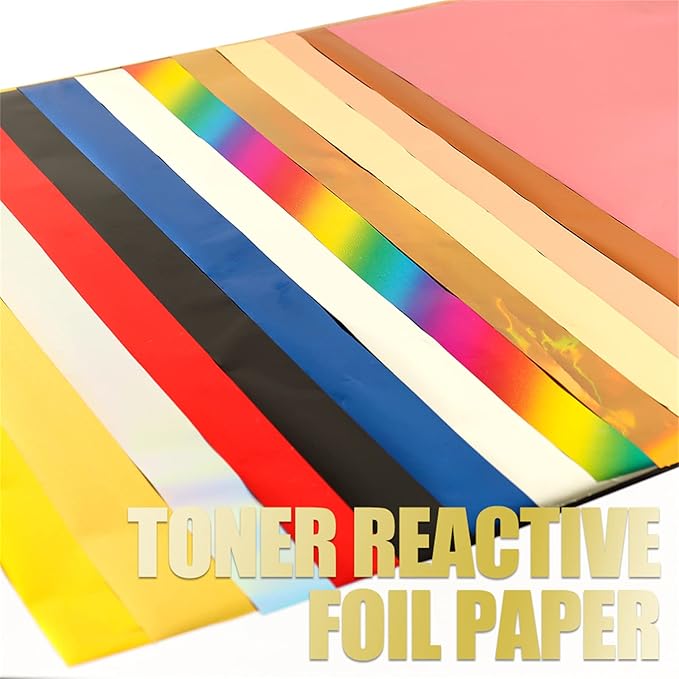 Briartw 20x29cm Hot Foil Paper 50 Sheets Pack Toner Reactive Foil Hot Stamping Foil Paper by Laser Printer and Laminator for Scrapbooking Craft Cardmaking DIY Album (Matte Gold, 50 Sheets)