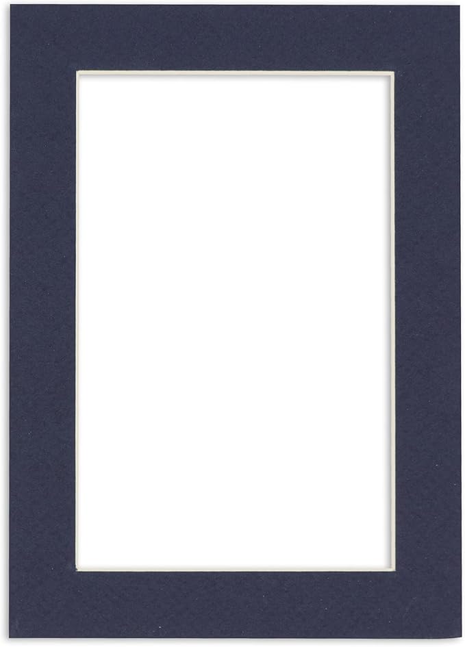 Pack of 25 Acid Free 8.5x11 Mats Bevel Cut for 7x9 Photos - Navy Precut Matboards With Backing Boards and Clear Photo Mat Bags For Pictures, Photos, Framing - 4-ply Thickness