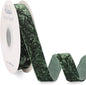 Ribbli Forest Green Velvet Ribbon 1 Inches Luxury Crinkled Green Christmas Ribbon for Gift Wrapping Crafts Home Decor-Continuous 10 Yard