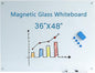 Glass Whiteboard 48"X36" Magnetic Glass White Board Frameless Wall Mounted Dry Erase GlassBoard for Office School Home