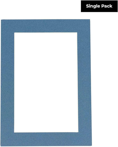 8x10 Mat Bevel Cut for 5x8 Photos - Acid Free Steel Blue Precut Matboard With Backing Board and Crystal Clear, Self Seal Photo Mat Bag - For Pictures, Photos, Framing - 4-ply Thickness