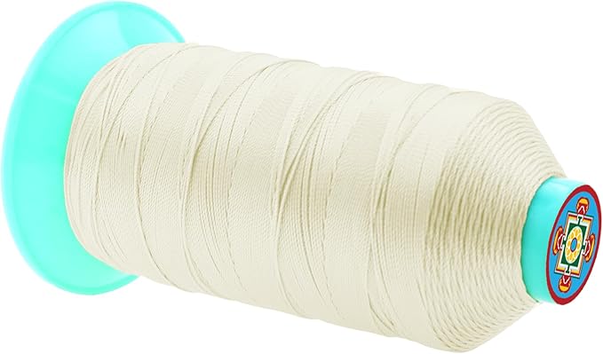 Mandala Crafts Size 207 630D T210 Bonded Nylon Thread Ivory Heavy Duty Sewing Threads - 800 YDs Tex 210 Thread for Leather, Jeans, Weaving, Outdoor Marine Upholstery Threads
