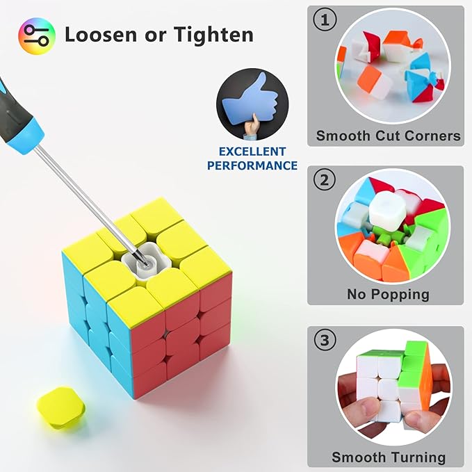 Full Size 3x3x3 Speed Cube Set, 2.2in Puzzle Party Favors Toy Stickerless Magic Cube Set, School Classroom Prize for Students, Birthday Party Stocking Stuffers Gifts for Kids Teens Adults(10 Pack)